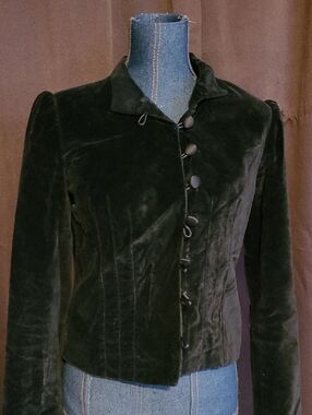 Vintage, Women's Black Velvet Button-Front Blazer